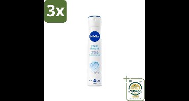 3 x Nivea - Deospray - Men - Fresh Natural - 48 Uur Lang Werkend - 200 ml - Grootverpakking - Nivea Men Deospray - 48 Uur Bescherming - Anti-transpirant - Frisheid - Zweetbehandeling