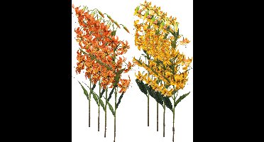 Emerald - Kunstbloem Lelie 80cm Oranje - Set van 8 - Kunstplant voor binnen