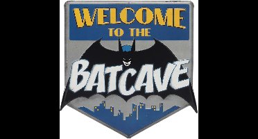 Metalen bord met vintage Batman design en reliëf, rood zwart statement voor muurdecoratie in slaapkamer, woonkamer of man cave