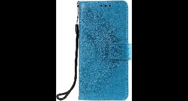 Shop4 - Poco X4 GT Hoesje - Wallet Case Mandala Patroon Blauw