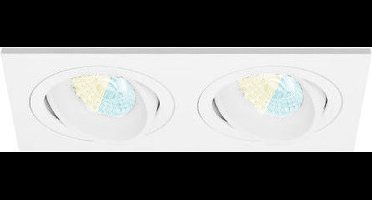 Inbouwspot Finsar met Philips HUE White Ambiance - spot - Wit - dubbele verdiepte spot - Voor binnen / woonkamer / keuken / slaapkamer - IP20 - GU10 - Buitendiameter: Dubbele spot - boorgat: Vierkante uitsparing - min. Inbouwdiepte: 70MM