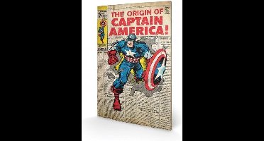 MARVEL - Printing on wood 40X59 - Captain America Origin