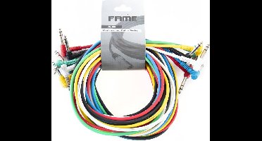 MUSIC STORE Patchkabel,3 m, stereo, hoek 6er-pakket, kleuren - Stereo patch kabel