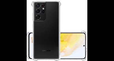 Hoesje - Geschikt voor Samsung Galaxy S21 Ultra - Sterk & Shockproof - Siliconen Case - Back Cover - Telefoon Hoes Shock Proof - Transparant