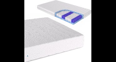 Nobel bedden 160x200x21 HR 45 Pocketvering matras - Wit - Bamboe 160x200x21