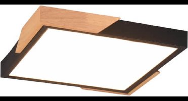 Reality - LED Plafondlamp - Plafondverlichting - 20W - Warm Wit 3000K - Dimbaar - Vierkant - Zwart - Kunststof