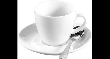 Espressobekerset BISTRO, 6 kopjes & schotels, elk 0,1 l, H 58 mm, porselein, wit, 6 kopjes & schotels, elk 0,1 l.