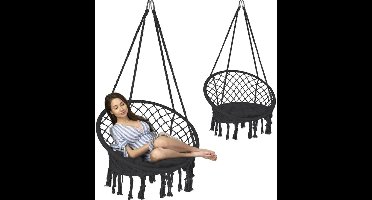 ApexArte® Hangstoel Cocoon - Egg Hangstoel voor Binnen en Buiten – Hang Stoel Met Standaard – Zwart