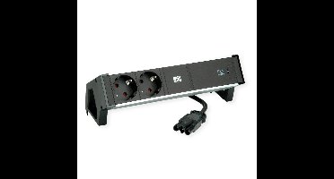 BACHMANN DESK2 ALU ZWART 2xbeschermend contact USB C, USB Lader 60W 0.2m GST18