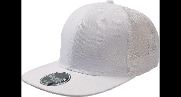 Atlantis Snap Mesh Flat Visor 6 Panel Trucker Cap (Wit/Wit)