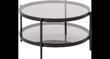 Salontafel Vadodara Glas Grijs Ø79cm - Giga Living
