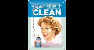 Please Keep it Clean Metalen wandbord in reliëf 15x20 c