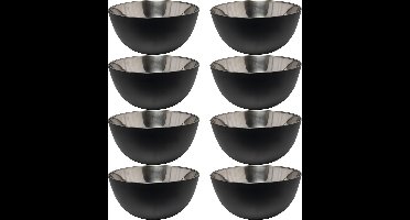 Svenska Living - 8x - Kommetjes/schaaltjes - mat zwart - RVS - D13 x 7 cm - serveerschalen