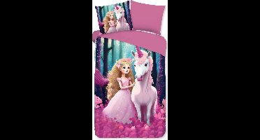 Pure dekbedovertrek eenhoorn en prinses - 1 persoons 140x200/220 cm - Multi - Microvezel