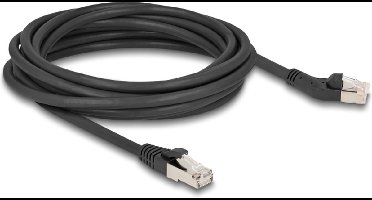 Delock RJ45 Network Cable Cat.6A S/FTP plug 45° left angled to plug straight 5 m black
