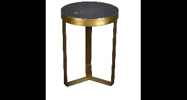 Livingfurn - Salontafel Glennis - Zwart Goud - 40x40x55cm - Marmer