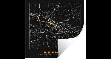Muurstickers - Sticker Folie - Bremen - Stadskaart - Plattegrond - Duitsland - Kaart - Goud - 30x30 cm - Plakfolie - Muurstickers Kinderkamer - Zelfklevend Behang - Zelfklevend behangpapier - Stickerfolie