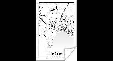 Poster Frankrijk - Plattegrond - Fréjus - Stadskaart - Kaart - Zwart wit - 20x30 cm