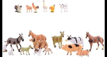 Johntoy Boerderij speelfiguren - 60x stuks - dieren set - kunststof