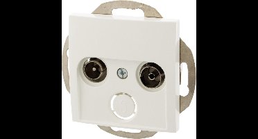 Contactdoos – radio – tv – inbouw – doorvoerbaar – geschikt voor afdekraam Berker S1 – polarwit