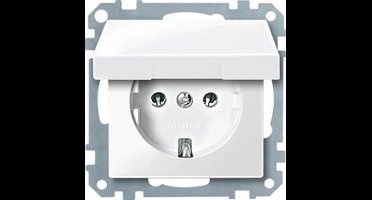 Schneider Electric Merten System M wandcontactdoos inbouw enkel randaarde m. afdekking wit MTN23110319