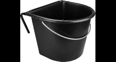 Vplast Voerbak 15 liter met ophang + hengsel - Voerbak paard - Voeremmer - Voerbak paarden ophang - Zwart
