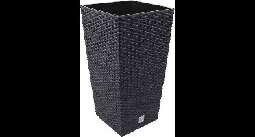 Vierkante hoge bloempot 19 l ocre color reservoir