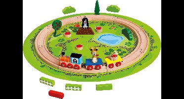 Bino Trein Met Rails Mol Junior 54 X 7 Cm 28-delig de kleine Mol Krtek