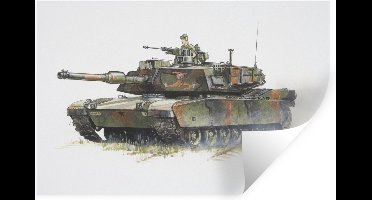 Muurstickers - Sticker Folie - Een illustratie van een Amerikaanse legertank - 30x20 cm - Plakfolie - Muurstickers Kinderkamer - Zelfklevend Behang - Zelfklevend behangpapier - Stickerfolie