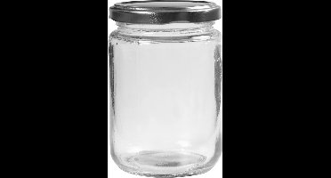 Glazen pot, H: 11 cm, d 7,5 cm, 370 ml, transparant, 6 stuk/ 1 doos