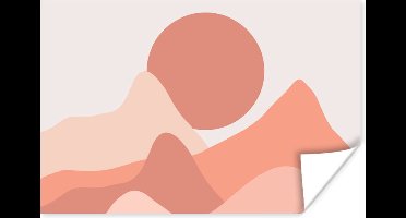 Poster Illustratie van een abstracte zonsondergang in de bergen - 30x20 cm