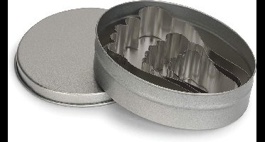 set uitsteekvormen in blik 9,4 x 2,6 cm rvs zilver 4-delig