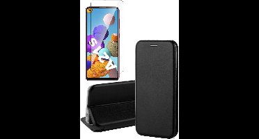 Hoesje geschikt voor Samsung Galaxy A21s - Screen Protector GlassGuard - Book Case Kunstleer ThinShield Zwart & Screenprotector