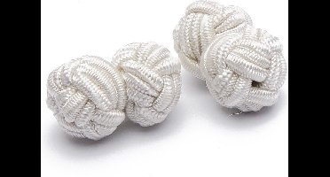 Manchetknopen - Zijden Knoop Wit