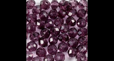 Facet Kralen - Paars - Dia: 4mm - Gatgrootte: 1mm - Geslepen Kralen - Hobbykralen - Sieraden Maken - Creotime - 45 stuks