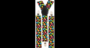 Widmann Carnaval verkleed bretels - Clown - met gekleurde stippen - Verkleedkleding clown / funny - feestelijk