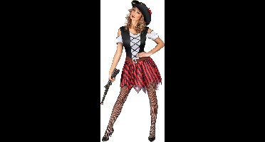 Rood en zwart gestreept piratenkostuum voor vrouwen - Verkleedkleding - Maat S