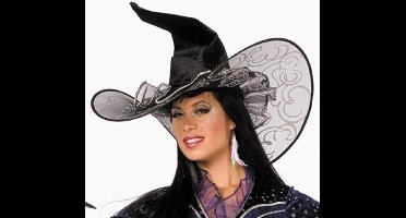 Heksenhoed de luxe glitter zwart