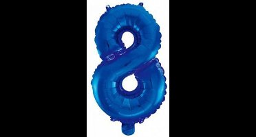 Folie ballon cijfer 8 Blauw 41 cm
