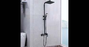Douche - Regendouche - Douchewand - Douchekolom - Douchepanelen - Douche Systeem met Thermostatische Mengkraan – Modern & Luxe Ontwerp - Zwart – Verstelbare Douchekolom & Regendouche
