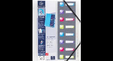 Exacompta 10x Crystal PP Sorteermap 3 kleppen - 8 indelingen - Geassorteerd - 56610E