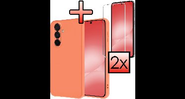Hoesje - Met 2x Screenprotector - Geschikt voor Samsung Galaxy A56 - Sterk & Shockproof - Back Cover - Siliconen Case - Telefoon Hoes - Perzik