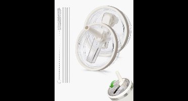 Stanley Cupdeksel, lekvrij, met 2 stuks rietjes, deksel, lekvrij voor Stanley bekers, herbruikbare deksel voor Stanley cup, accessoires voor Stanley cup (beige)