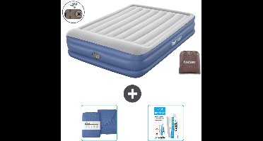 Bestway luchtbed - 2-Persoons - 152 x 203 x 46 cm - Grijs/Blauw - Inclusief pomp - Hoeslaken en Reparatieset