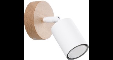 Sollux Lighting Wandlamp Verdo - 16x16x10cm - GU10 - wit hout - staal/hout