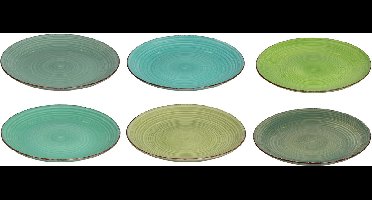 Cookinglife Dinerborden Delice Groen – Set Van 6 Ø 26,5 cm Aardewerk – Vaatwasser-, Magnetron- & Ovenbestendig – Unieke Gelaagde Groentinten