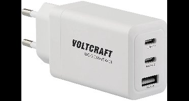 VOLTCRAFT UC-2C1A65W01 USB-oplader 65 W 1x USB-A, 2x USB-C Fast Charge, USB PD 3.0 Wit Binnen GaN