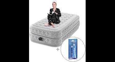 Intex Twin Supreme Air-Flow Luchtbed met ingebouwde pomp | Eenpersoons | 191 x 99 x 51 cm | Inclusief reparatiekit