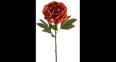 Emerald - Kunstbloem Pioenroos 77cm oranje - Kunstplant voor binnen