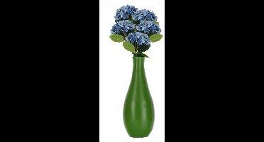 Chaks Kunstbloem Hortensia tak - 5x - blauw - 35 cm - losse steel - Kunst zijdebloemen
